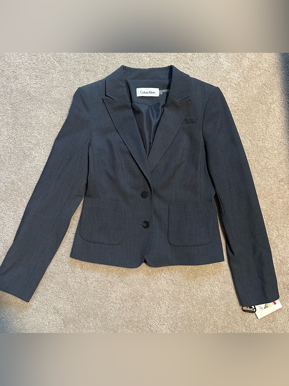 Calvin Klein Women's Charcoal Pinstripe Blazer